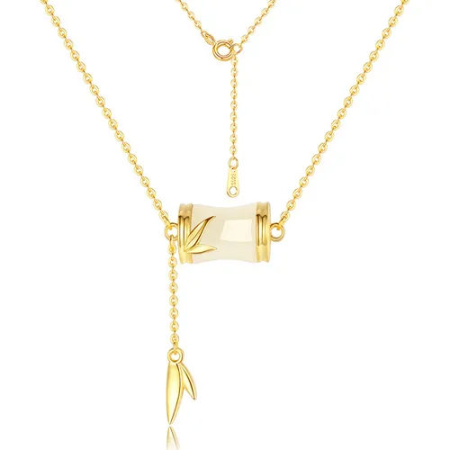 Dây Chuyền Nữ Lili Jewelry Bạc Đính Ngọc Bích Hetian Cây Trúc Araya LILI_098969 Màu Vàng Gold - Trang sức - Vua Hàng Hiệu