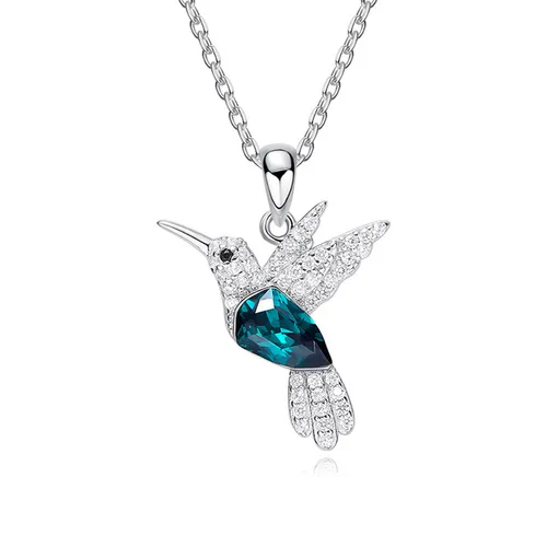 Dây Chuyền Nữ Lili Jewelry Bạc Đính Pha Lê Swarovski Chim Nhạn Zaniyah LILI_098321 Màu Xanh Bạc