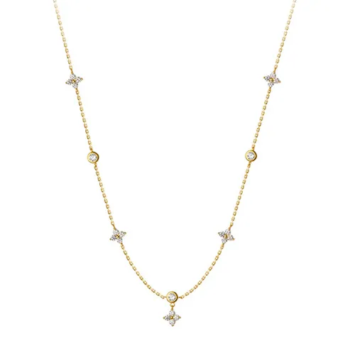 Dây Chuyền Nữ Lili Jewelry Bạc Nữ Đính Đá CZ Cỏ 4 Lá Veronica LILI_172818 Màu Vàng Gold - Trang sức - Vua Hàng Hiệu