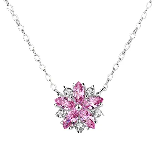 Dây Chuyền Nữ Lili Jewelry Bông Hoa Đào Milana LILI_097825 Màu Bạc Phối Hồng - Trang sức - Vua Hàng Hiệu