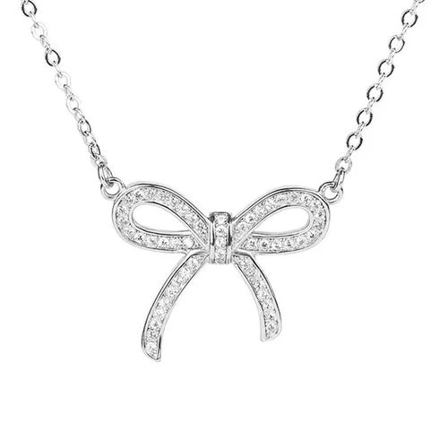 Trang sức - Dây Chuyền Nữ Lili Jewelry Choker Hình Nơ Cute Đính Đá LILI_656717 Màu Bạc - Vua Hàng Hiệu