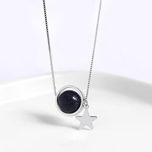 Dây Chuyền Nữ Lili Jewelry Đính Đá Phong Thủy Tự Nhiên Ember LILI_159900 (Sa Thạch) Màu Đen Bạc - Trang sức - Vua Hàng Hiệu