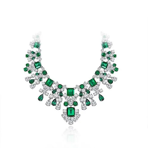Dây Chuyền Nữ Lili Jewelry Đính Đá Carbon Tổng Hợp Cao Cấp Rising Sun LILI_833167 Màu Xanh Bạc