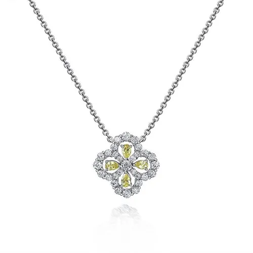 Dây Chuyền Nữ Lili Jewelry Đính Đá Carbon Tổng Hợp Cỏ 4 Lá LILI_347932 Màu Vàng Bạc