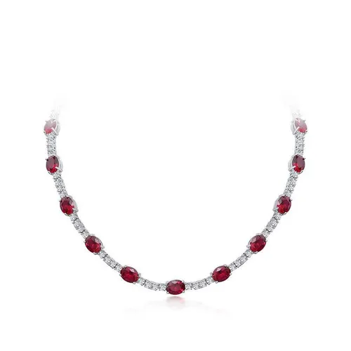Dây Chuyền Nữ Lili Jewelry Đính Đá Carbon Tổng Hợp Dạng Chuỗi Christabel LILI_246871 Màu Đỏ Bạc