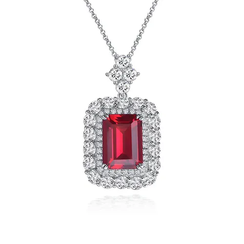 Dây Chuyền Nữ Lili Jewelry Đính Đá Carbon Tổng Hợp Heulwen LILI_474746 Màu Đỏ Bạc