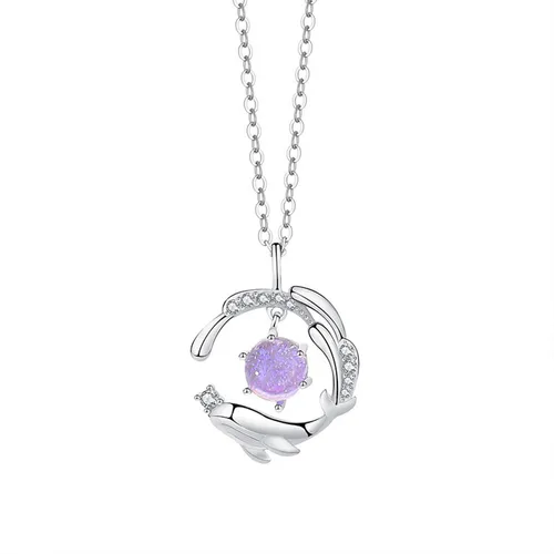 Dây Chuyền Nữ Lili Jewelry Đính Đá CZ Cá Voi Và Biển Stormi LILI_098405 Màu Tím - Trang sức - Vua Hàng Hiệu