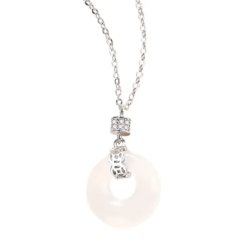 Dây Chuyền Nữ Lili Jewelry Đính Đá CZ, Chalcedony Hình Kim Tiền, Đồng Điếu LILI_832198 Màu Bạc