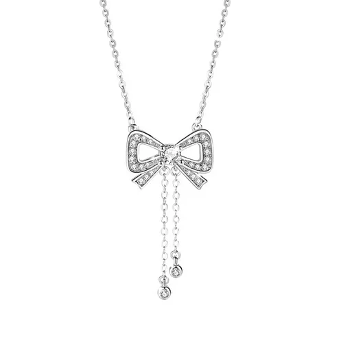 Dây Chuyền Nữ Lili Jewelry Đính Đá CZ Chiếc Nơ Xinh Xắn Anais LILI_098718 Màu Bạc