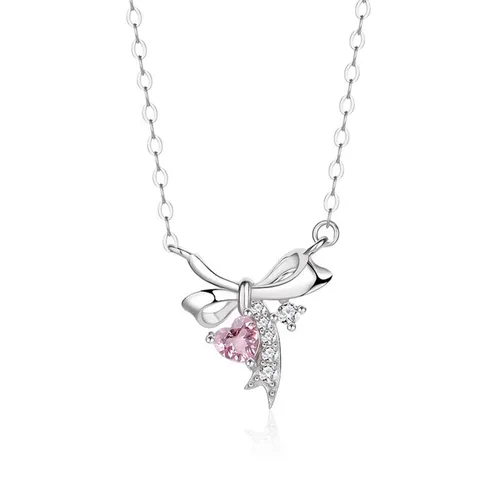 Dây Chuyền Nữ Lili Jewelry Đính Đá CZ Chiếc Nơ Xinh Xắn Elowyn LILI_098837 Màu Bạc - Trang sức - Vua Hàng Hiệu