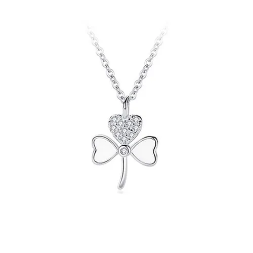 Dây Chuyền Nữ Lili Jewelry Đính Đá CZ Cỏ 3 Lá LILI_177277 Màu Bạc