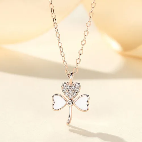 Dây Chuyền Nữ Lili Jewelry Đính Đá CZ Cỏ 3 Lá LILI_177277 Màu Vàng Hồng - Trang sức - Vua Hàng Hiệu