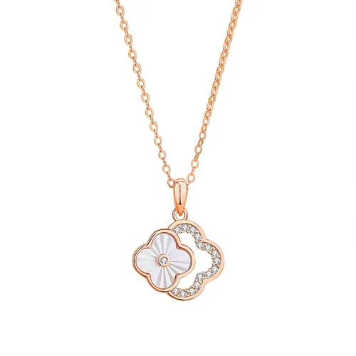 Dây Chuyền Nữ Lili Jewelry Đính Đá CZ Cỏ 4 Lá Eden LILI_125958 Màu Vàng Hồng - Trang sức - Vua Hàng Hiệu