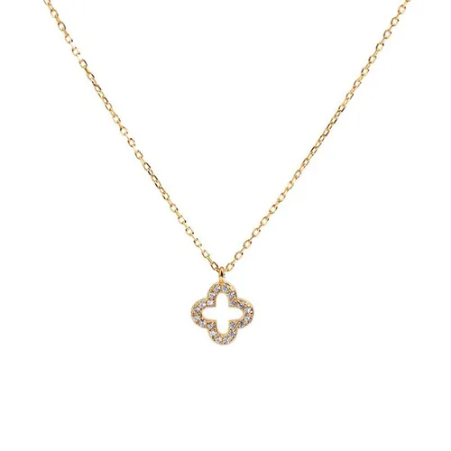 Dây Chuyền Nữ Lili Jewelry Đính Đá CZ Cỏ 4 Lá LILI_428761 Màu Vàng - Trang sức - Vua Hàng Hiệu