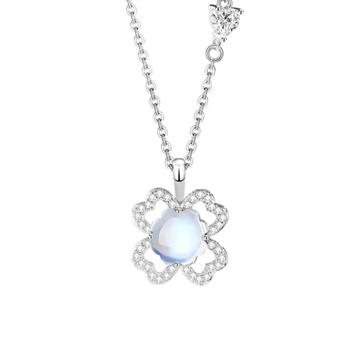 Dây Chuyền Nữ Lili Jewelry Đính Đá CZ Cỏ 4 Lá May Mắn Melanie LILI_126066 Màu Bạc