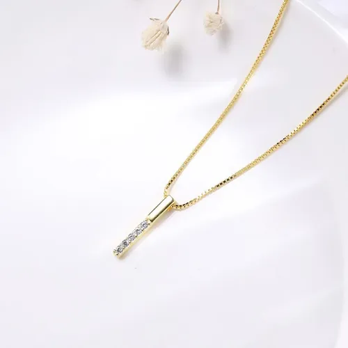 Dây Chuyền Nữ Lili Jewelry Đính Đá CZ Dạng Mảnh Nhỏ Hình Thanh Thẳng Basic LILI_053967 Màu Vàng - Trang sức - Vua Hàng Hiệu