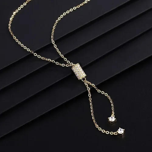 Dây Chuyền Nữ Lili Jewelry Đính Đá CZ Dạng Nút Thắt Độc Đáo LILI_947614 Màu Vàng Gold - Trang sức - Vua Hàng Hiệu