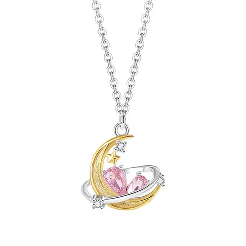 Dây Chuyền Nữ Lili Jewelry Đính Đá CZ Đêm Trăng Tình Yêu Margaret LILI_126047 Màu Bạc/Vàng