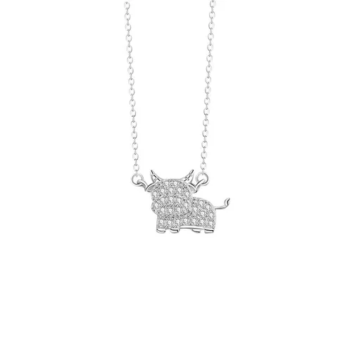 Trang sức - Dây Chuyền Nữ Lili Jewelry Đính Đá CZ Hình 12 Con Giáp Elsie LILI_159835 (Sửu) Màu Bạc - Vua Hàng Hiệu