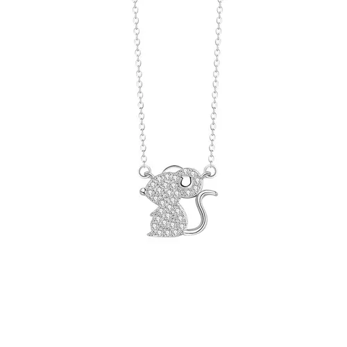 Trang sức - Dây Chuyền Nữ Lili Jewelry Đính Đá CZ Hình 12 Con Giáp Elsie LILI_159835 (Tý) Màu Bạc - Vua Hàng Hiệu