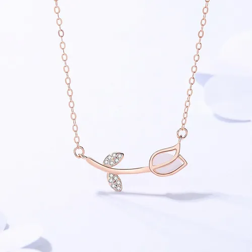 Dây Chuyền Nữ Lili Jewelry Đính Đá Cz Hình Bông Hoa Hồng Rose Lili_579451 Màu Vàng Hồng