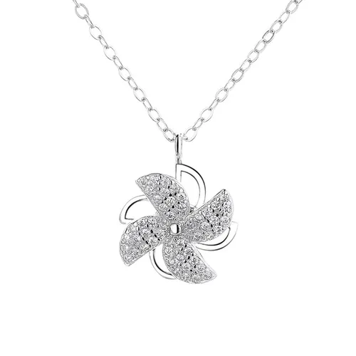 Dây Chuyền Nữ Lili Jewelry Đính Đá CZ Hình Cây Chong Chóng LILI_876778 Màu Bạc