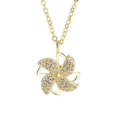 Dây Chuyền Nữ Lili Jewelry Đính Đá CZ Hình Cây Chong Chóng LILI_876778 Màu Vàng Gold - Trang sức - Vua Hàng Hiệu