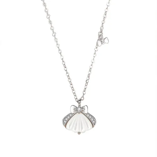 Dây Chuyền Nữ Lili Jewelry Đính Đá CZ Hình Chiếc Váy Thắt Nơ Xinh Xắn LILI_317396 Màu Bạc
