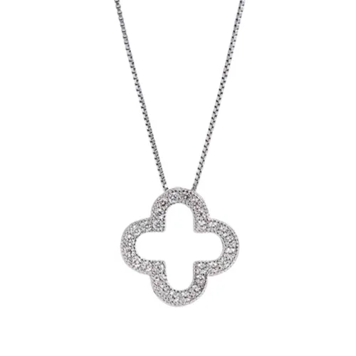 Trang sức Nữ Trắng - Dây Chuyền Nữ Lili Jewelry Đính Đá CZ Hình Cỏ 4 Lá Aila LILI_097958 Màu Trắng - Vua Hàng Hiệu
