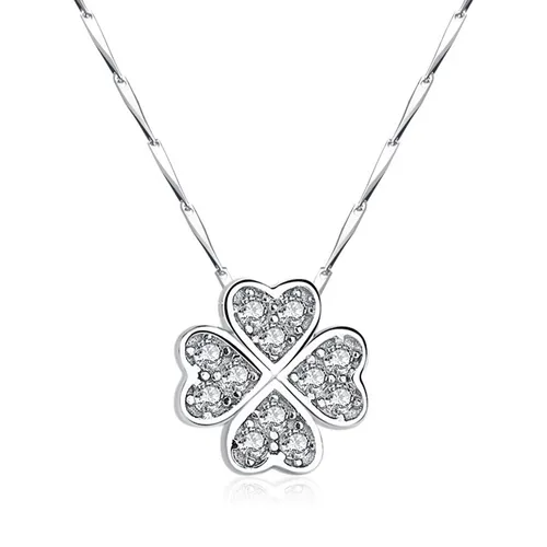 Trang sức - Dây Chuyền Nữ Lili Jewelry Đính Đá CZ Hình Cỏ 4 Lá Alana LILI_131240 Màu Bạc - Vua Hàng Hiệu