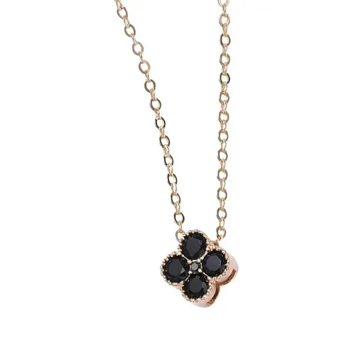 Trang sức Đen Dây chuyền - Dây Chuyền Nữ Lili Jewelry Đính Đá CZ Hình Cỏ 4 Lá Đa Sắc Lea LILI_097910 Màu Đen - Vua Hàng Hiệu