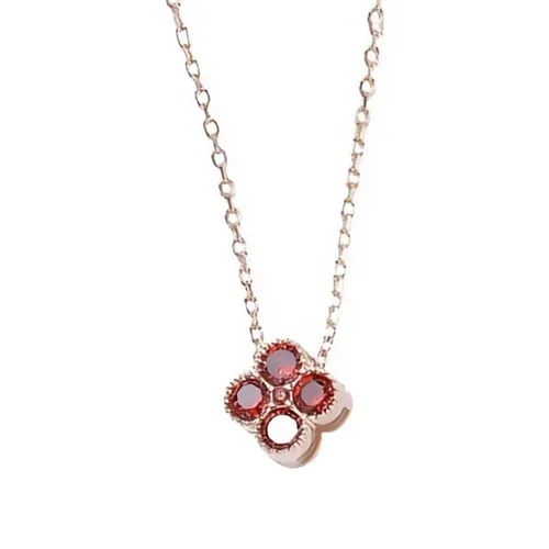Trang sức - Dây Chuyền Nữ Lili Jewelry Đính Đá CZ Hình Cỏ 4 Lá Đa Sắc Lea LILI_097910 Màu Đỏ - Vua Hàng Hiệu