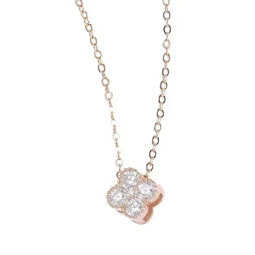 Dây Chuyền Nữ Lili Jewelry Đính Đá CZ Hình Cỏ 4 Lá Đa Sắc Lea LILI_097910 Màu Trắng - Trang sức - Vua Hàng Hiệu