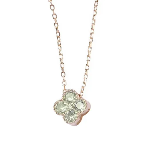 Dây Chuyền Nữ Lili Jewelry Đính Đá CZ Hình Cỏ 4 Lá Đa Sắc Lea LILI_097910 Màu Vàng