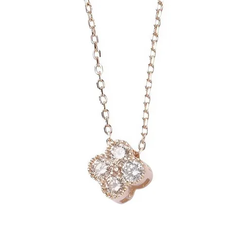 Dây Chuyền Nữ Lili Jewelry Đính Đá CZ Hình Cỏ 4 Lá Đa Sắc Lea LILI_097910 Màu Vàng Champagne