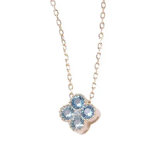 Trang sức - Dây Chuyền Nữ Lili Jewelry Đính Đá CZ Hình Cỏ 4 Lá Đa Sắc Lea LILI_097910 Màu Xanh Dương - Vua Hàng Hiệu