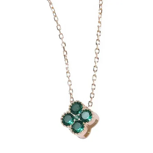 Dây Chuyền Nữ Lili Jewelry Đính Đá CZ Hình Cỏ 4 Lá Đa Sắc Lea LILI_097910 Màu Xanh Lá