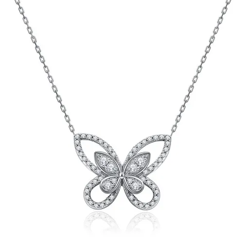 Dây Chuyền Nữ Lili Jewelry Đính Đá CZ Hình Con Bướm Xinh LILI_675171 Màu Bạc