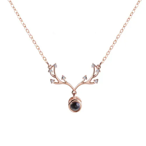 Trang sức - Dây Chuyền Nữ Lili Jewelry Đính Đá CZ Hình Gạc Nai LILI_942456 Màu Vàng Hồng - Vua Hàng Hiệu