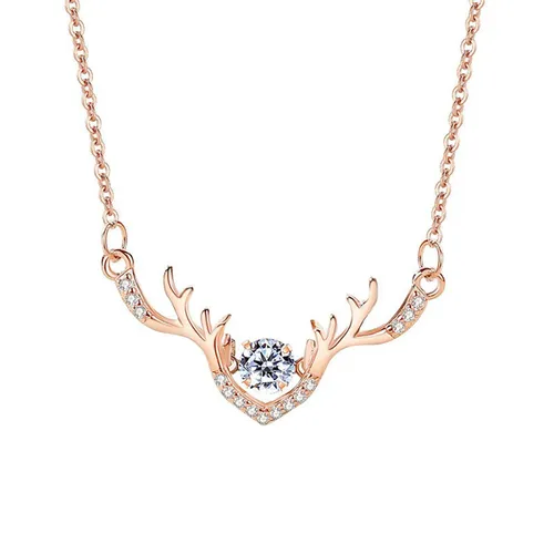 Trang sức - Dây Chuyền Nữ Lili Jewelry Đính Đá CZ Hình Gạc Nai Nancy LILI_071598 Màu Vàng Hồng - Vua Hàng Hiệu