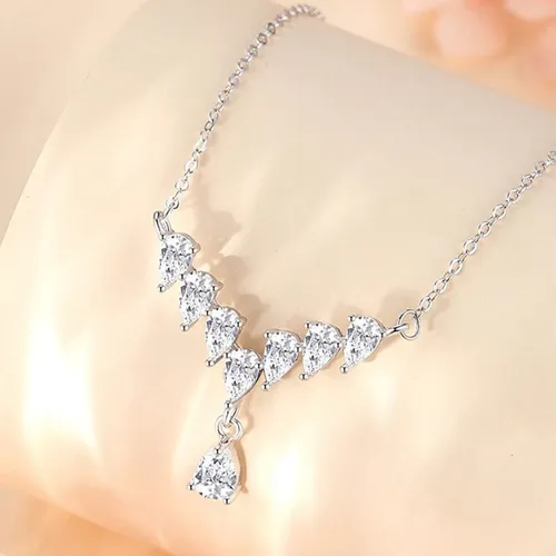 Trang sức Nữ Trắng - Dây Chuyền Nữ Lili Jewelry Đính Đá CZ Hình Giọt Nước Liberty LILI_105742 Màu Trắng - Vua Hàng Hiệu