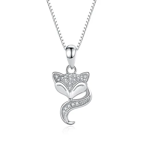 Dây Chuyền Nữ Lili Jewelry Đính Đá CZ Hình Hồ Ly Julia LILI_159434 Màu Bạc