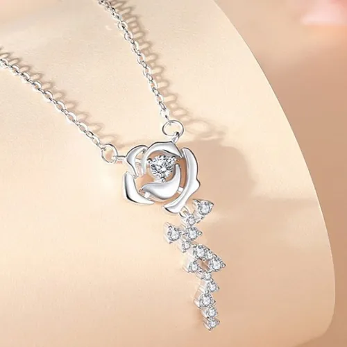 Trang sức Nữ Trắng - Dây Chuyền Nữ Lili Jewelry Đính Đá CZ Hình Hoa Hồng Alena LILI_105642 Màu Trắng - Vua Hàng Hiệu