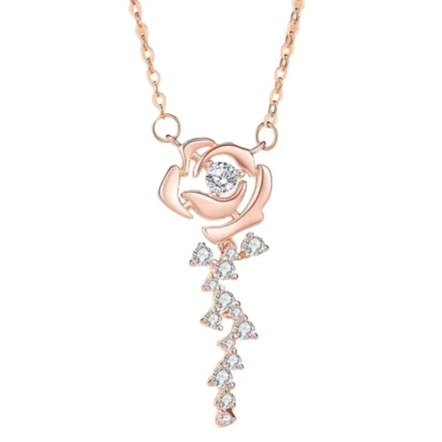 Dây Chuyền Nữ Lili Jewelry Đính Đá CZ Hình Hoa Hồng Alena LILI_105642 Màu Vàng Hồng