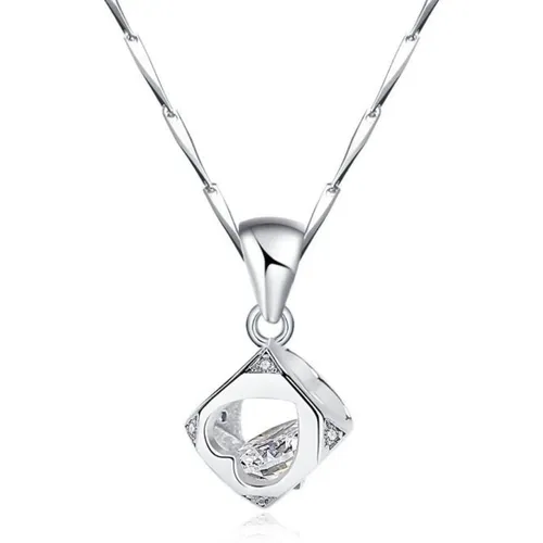 Dây Chuyền Nữ Lili Jewelry Đính Đá CZ Hình Hộp Trái Tim LILI_339211 Màu Trắng - Trang sức - Vua Hàng Hiệu