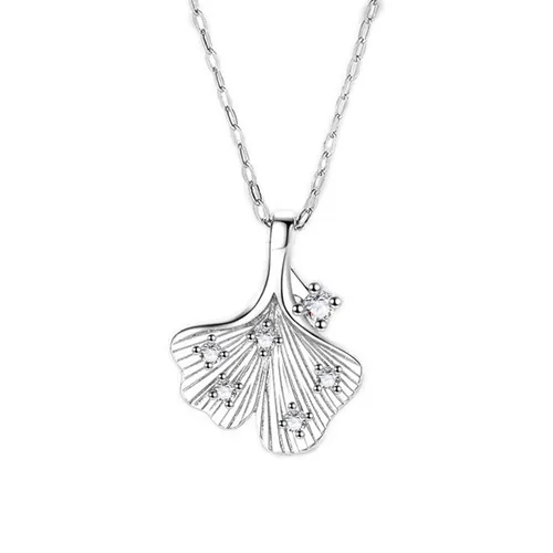 Trang sức - Dây Chuyền Nữ Lili Jewelry Đính Đá CZ Hình Lá Bạch Quả Jazmine LILI_098807 Màu Bạc - Vua Hàng Hiệu