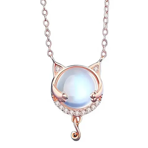 Dây Chuyền Nữ Lili Jewelry Đính Đá CZ Hình Mèo Cute LILI_097738 Màu Vàng Hồng