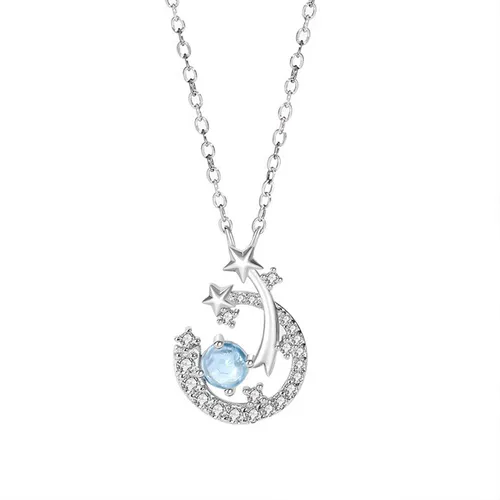 Dây Chuyền Nữ Lili Jewelry Đính Đá CZ Hình Ngôi Sao Băng Lylah LILI_071422 Màu Xanh Bạc - Trang sức - Vua Hàng Hiệu