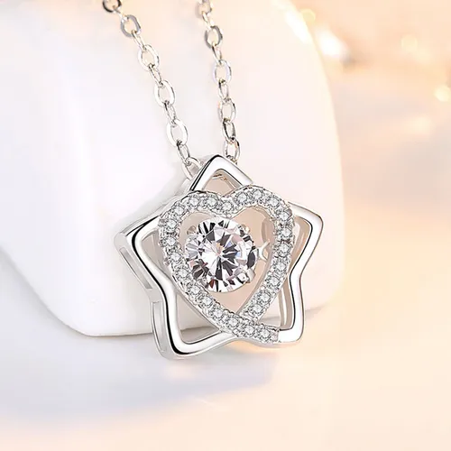 Dây Chuyền Nữ Lili Jewelry Đính Đá CZ Hình Ngôi Sao Trái Tim LILI_054026 Màu Bạc