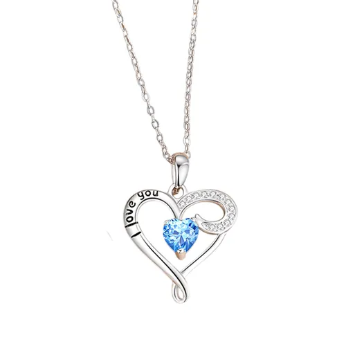 Dây Chuyền Nữ Lili Jewelry Đính Đá CZ Hình Trái Tim Aliya LILI_098566 Màu Bạc/Xanh - Trang sức - Vua Hàng Hiệu